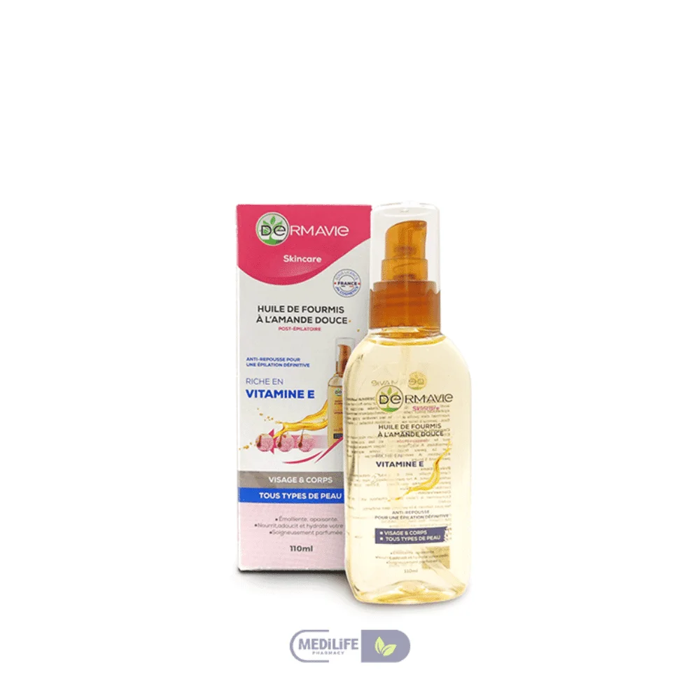  Dermavie Huile De Fourmis À L’Amande Douce Anti-Repousse 110Ml - produit parapharmaceutique authentique | Parapharmacie Si Ahmed