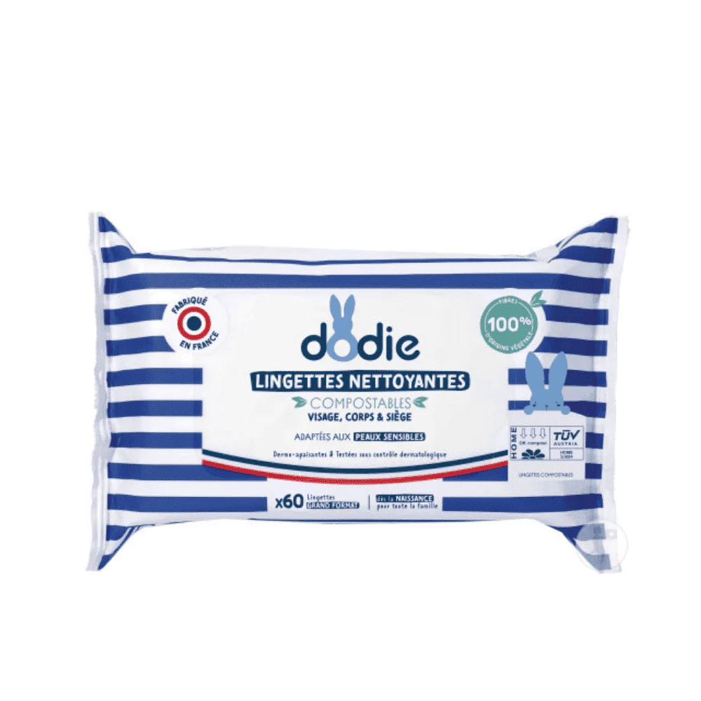  Dodie Lingettes Nettoyantes 60Pcs - produit parapharmaceutique authentique | Parapharmacie Si Ahmed