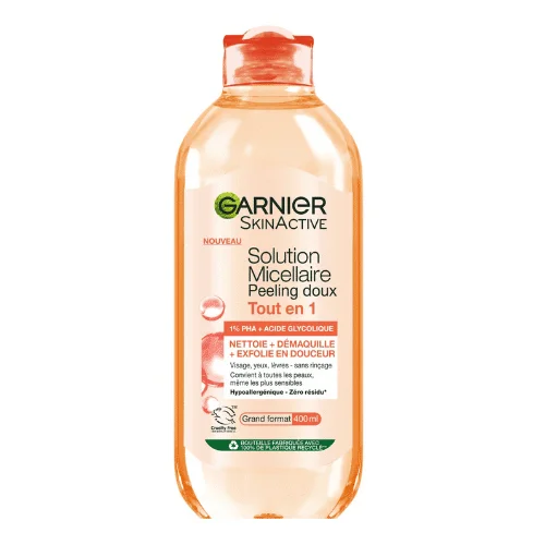  Garnier Skin Active Solution Micellaire Peeling Doux 400Ml - produit parapharmaceutique authentique | Parapharmacie Si Ahmed