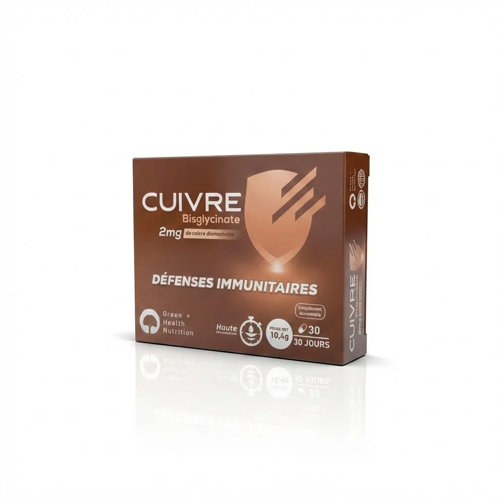 Green Health Cuivre Bisglycinate 2 mg – Immunité Renforcée – 30 Gélules