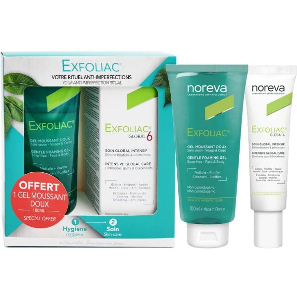  Noreva Coffret Exfoliac Gel Moussant + Exfoliac Bb Creme - produit parapharmaceutique authentique | Parapharmacie Si Ahmed