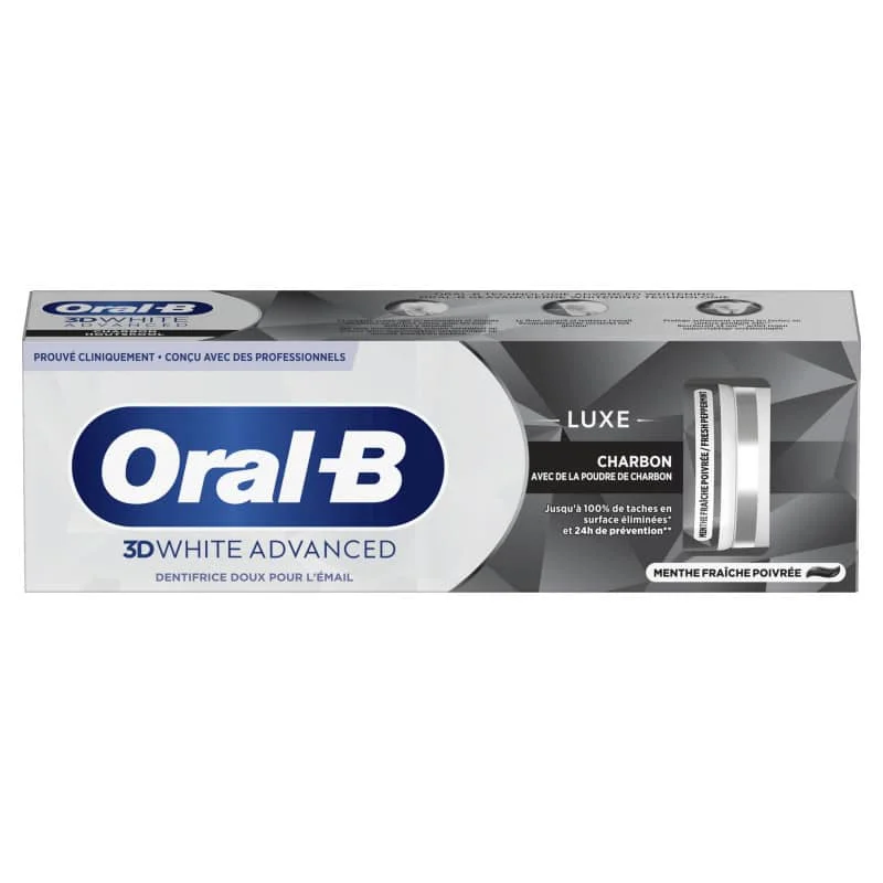  Oral B Dentifrice 3D White Charbon 75Ml - produit parapharmaceutique authentique | Parapharmacie Si Ahmed